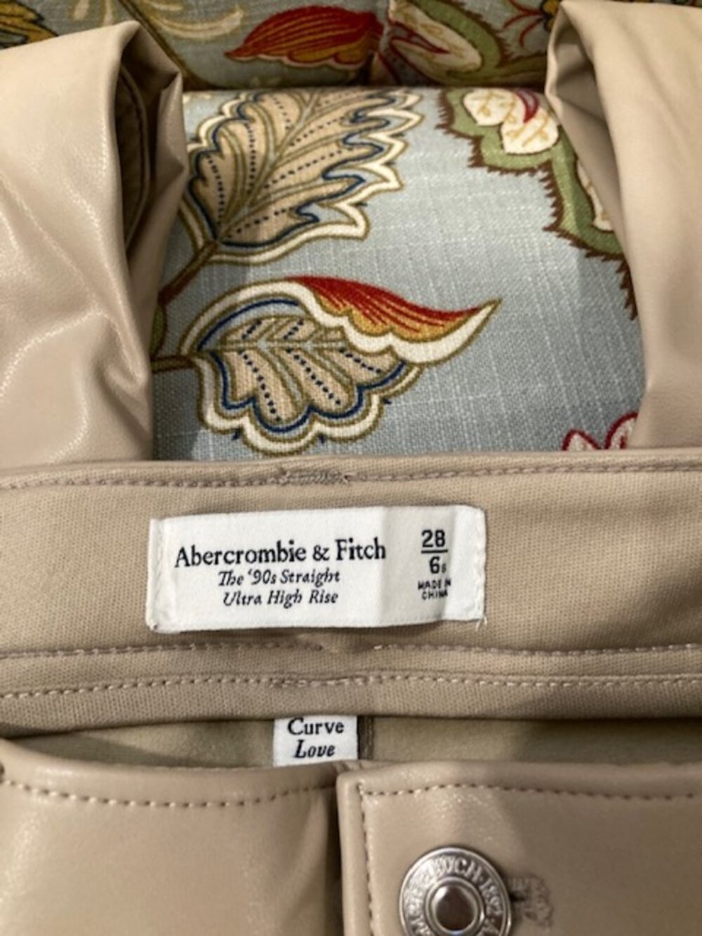 Abercrombie & Fitch Faux Leather Jeans in Taupe/Tan - NEVER WORN